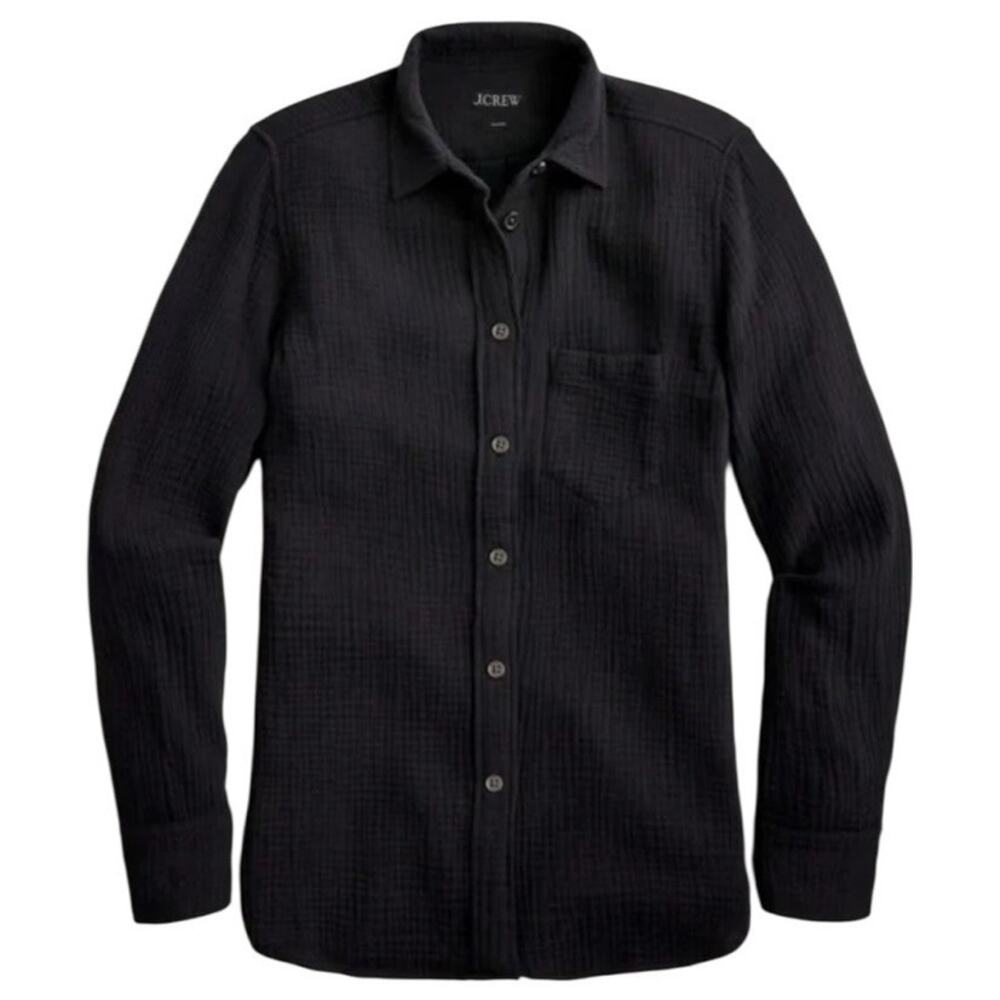 J. Crew Garçon Classic Fit Double Bauze Shirt Blouse Black Size 10 Beach Preppy